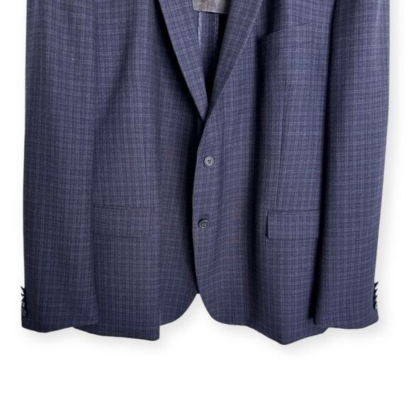 Michael Kors Blue Plaid 100% Wool Two Button Double Vented Blazer Men's Size 54R - Picture 4 of 12